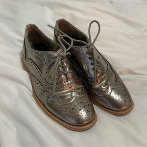 Silver metallic loafers